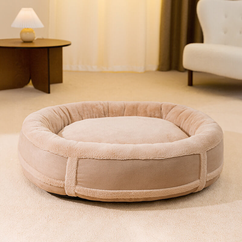 Anti-anxiety oval warm plush dog bedding