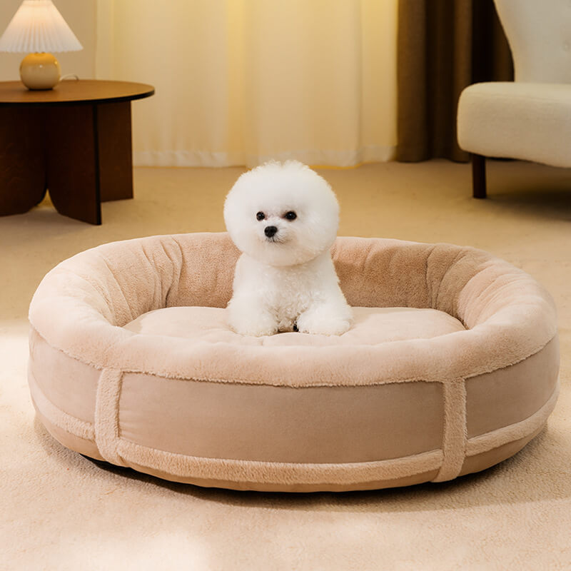 Anti-anxiety oval warm plush dog bedding