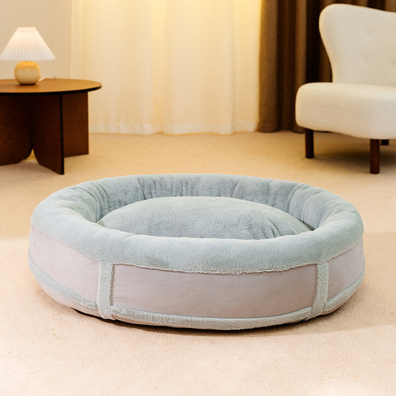 Anti-anxiety oval warm plush dog bedding