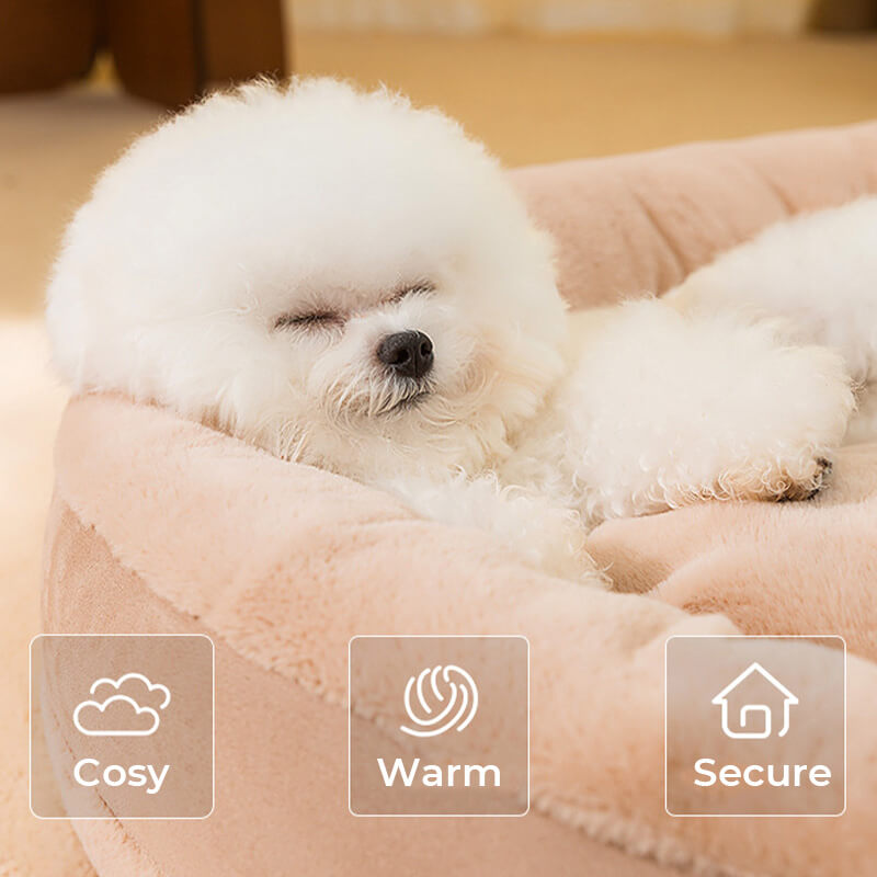 Anti-anxiety oval warm plush dog bedding