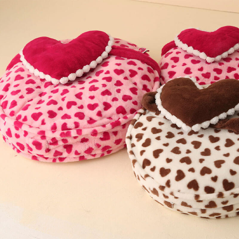 Barbie Pink Heart Plush Dog Bed with Pillow