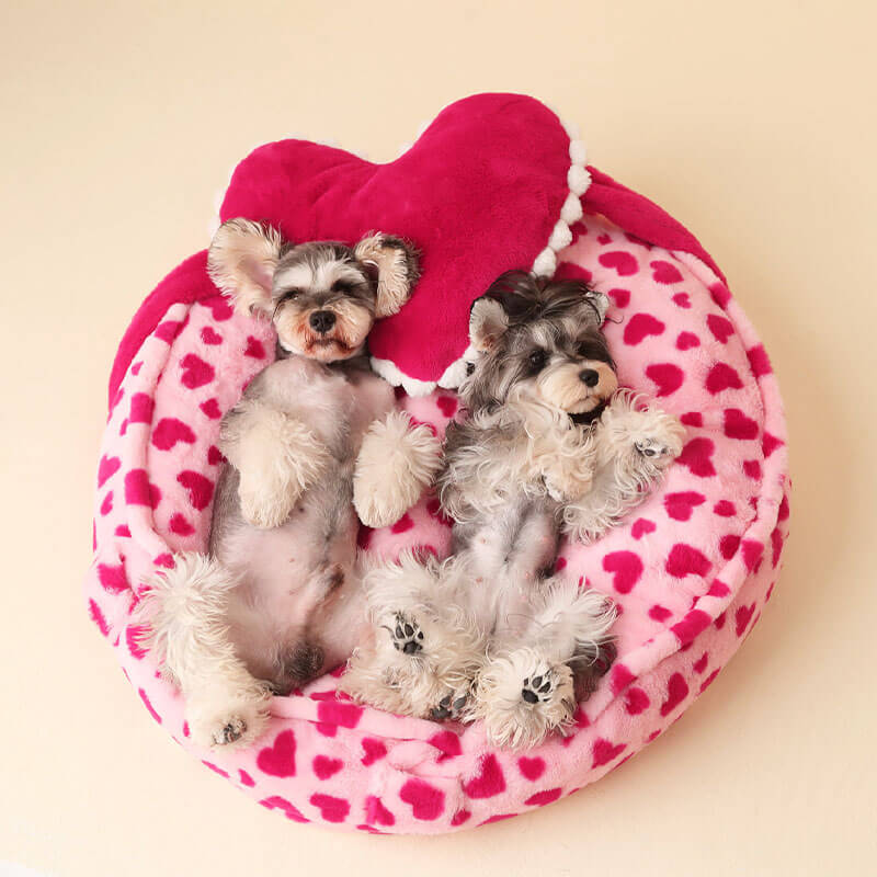 Barbie Pink Heart Plush Dog Bed with Pillow