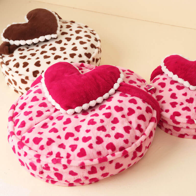 Barbie Pink Heart Plush Dog Bed with Pillow