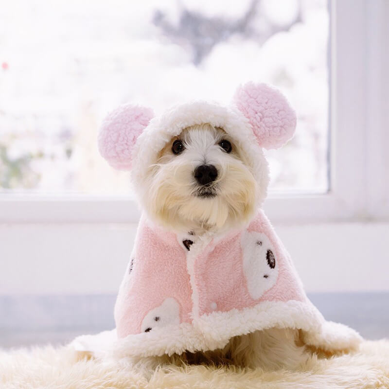 Bear Lamb Hooded Dog Coat Warmth Clothing