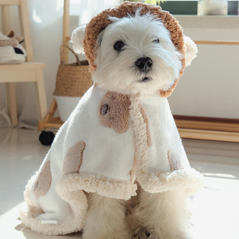 Bear Lamb Hooded Dog Coat Warmth Clothing