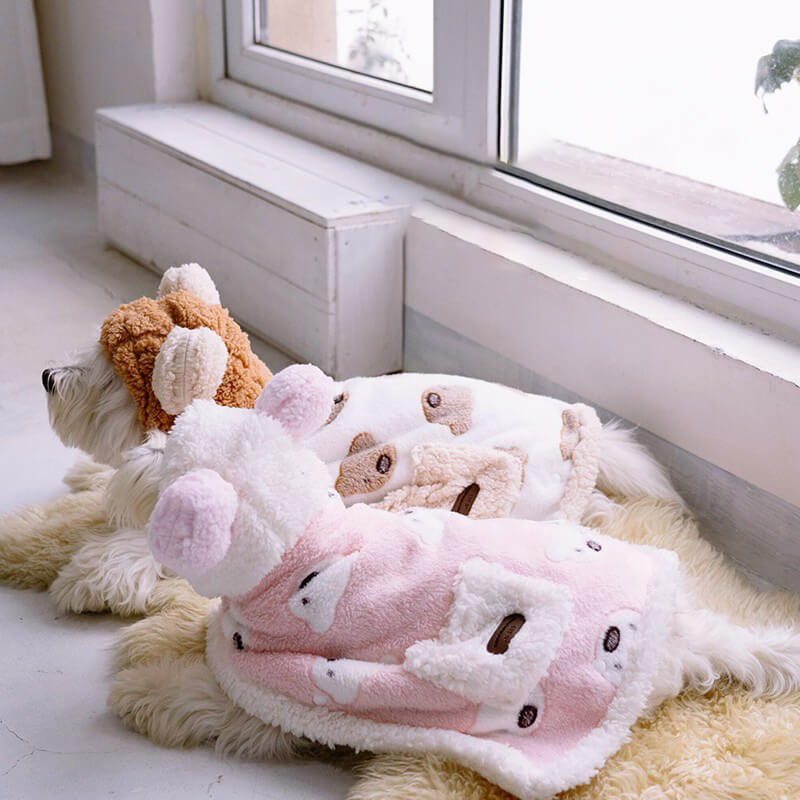 Bear Lamb Hooded Dog Coat Warmth Clothing