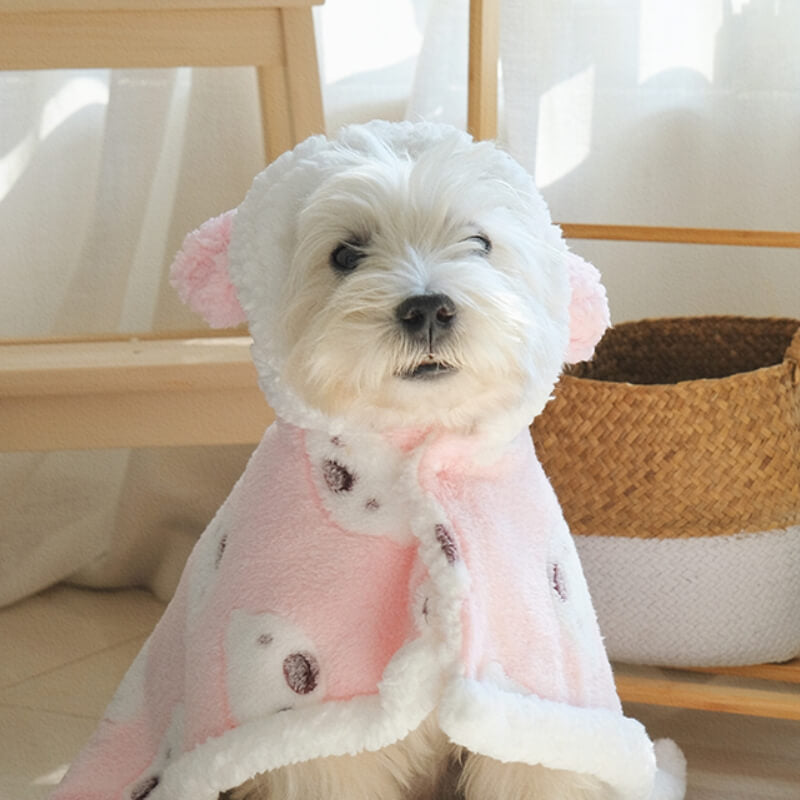 Bear Lamb Hooded Dog Coat Warmth Clothing