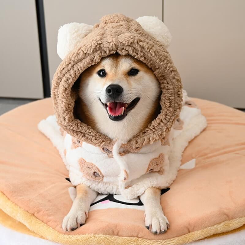 Bear Lamb Hooded Dog Coat Warmth Clothing