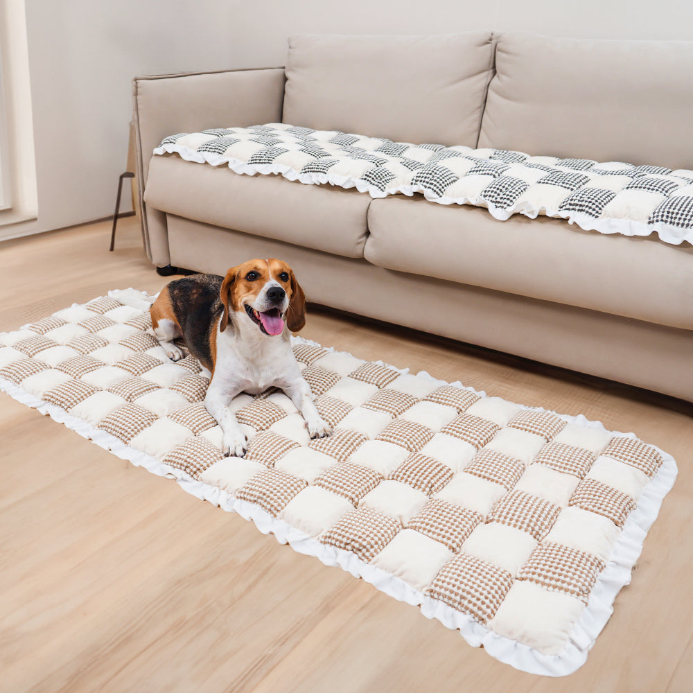 Checked color-matched large non-slip pet mat couch cover