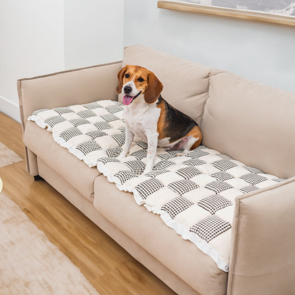 Checked color-matched large non-slip pet mat couch cover