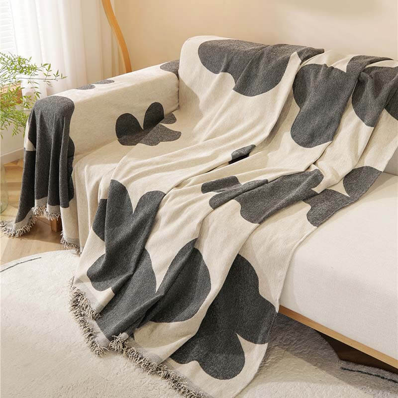 Clover Patterned Throw Chenille Large Couch Cover