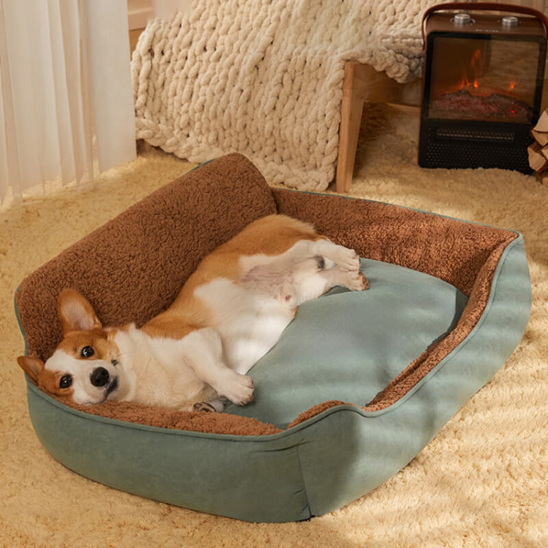 Cosy Plush Full Backrest Dog Sofa Bed