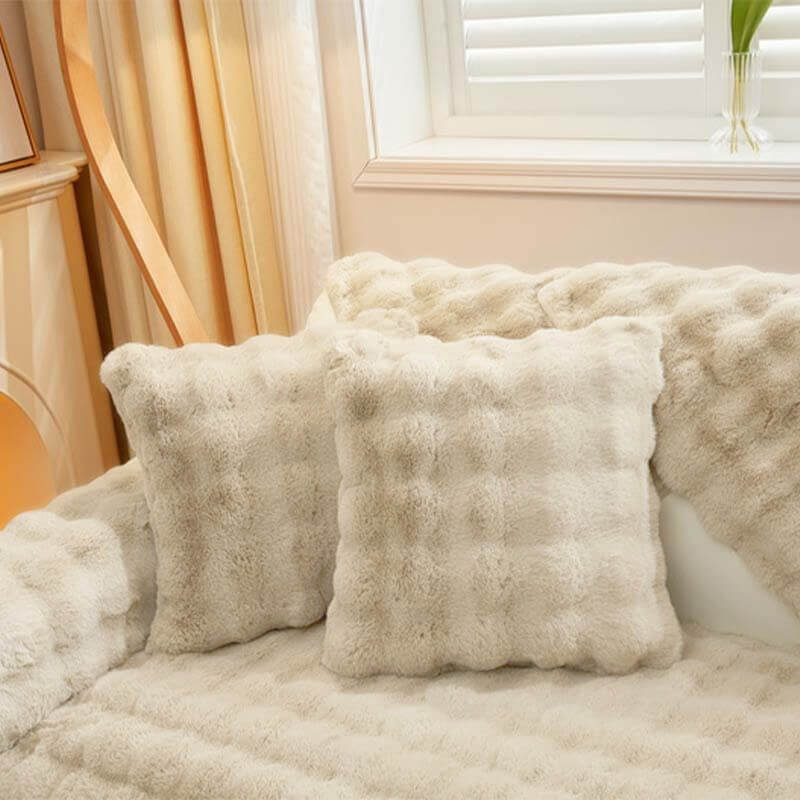 Cosy Plush Solid Colour Non-slip Couch Cover