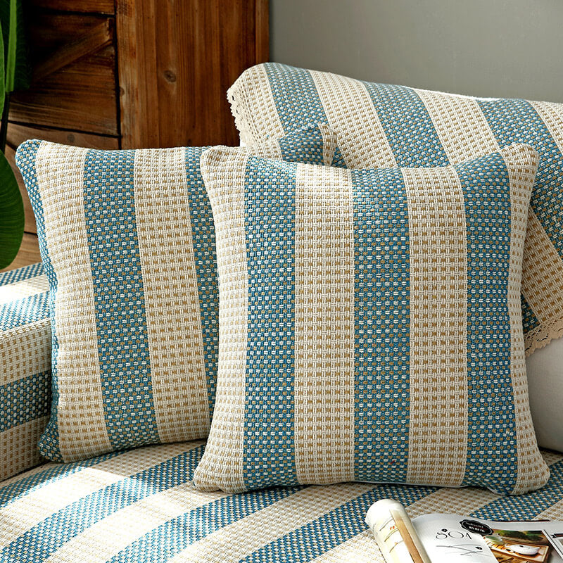 Cotton Linen Stripes Anti Scratch Furniture Protector Couch Cover