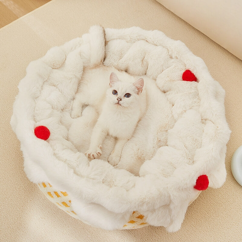 Cream Cake Pet Bed Plush Deep Sleeping Dog & Cat Bed