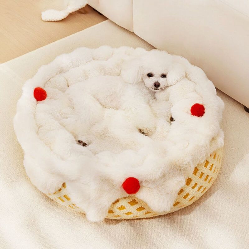 Cream Cake Pet Bed Plush Deep Sleeping Dog & Cat Bed