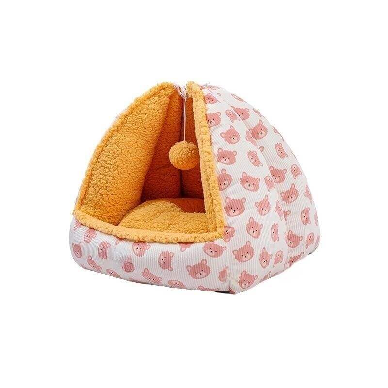 Cute Bear Semi-Enclosed Warm Cat Cave