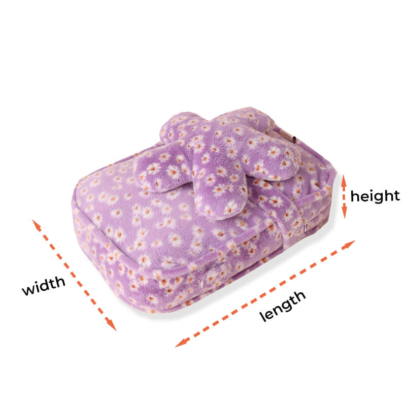 Daisy Pattern Warm Soft Calming Dog Bed With Flower Pillow