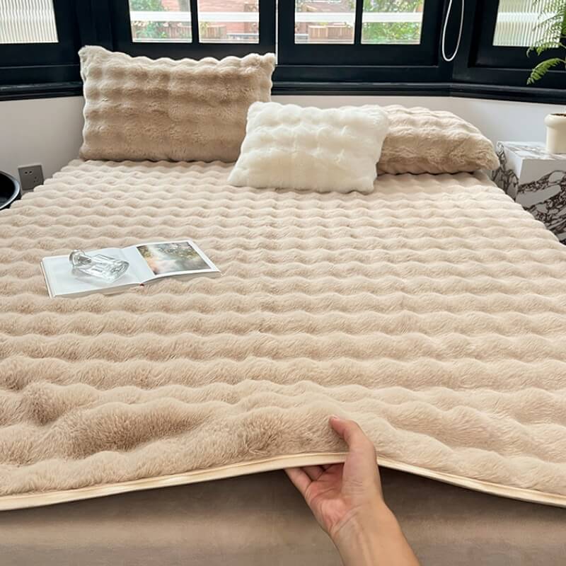 Deluxe Faux Rabbit Fur Anti-Slip Mattress Cover