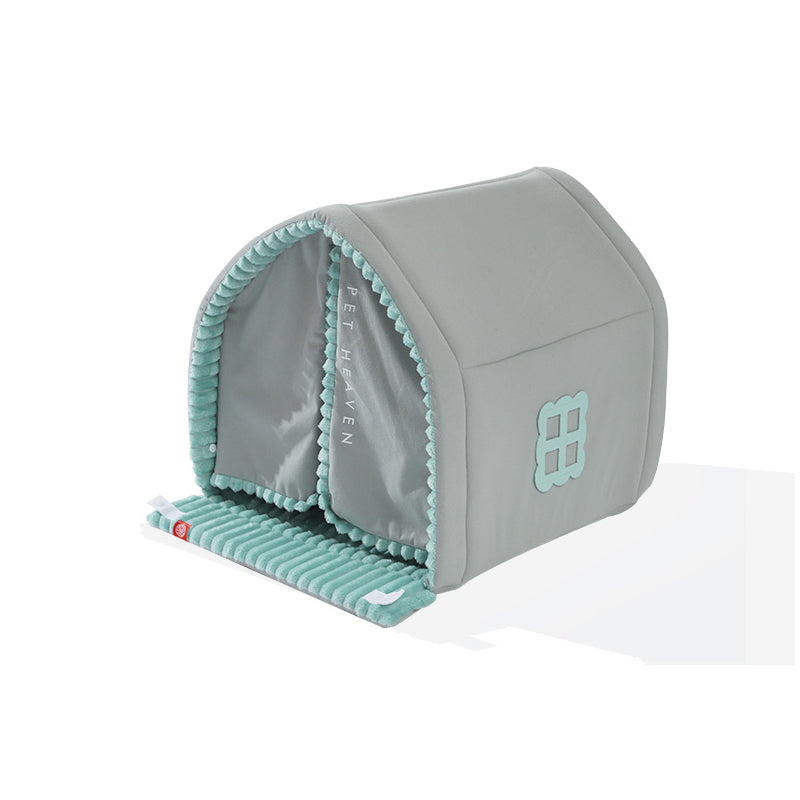 Double Curtain Pet House Enclosed Dog Bed