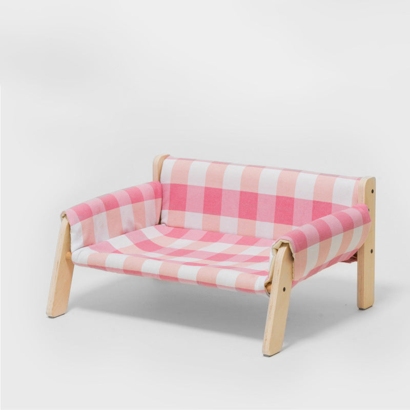 Fashion Checkered Wooden Pet Sofa Bed