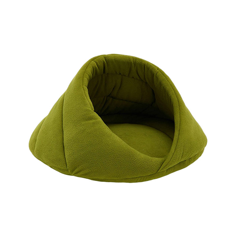 Fleece Semi-enclosed Cat Cave House Bed