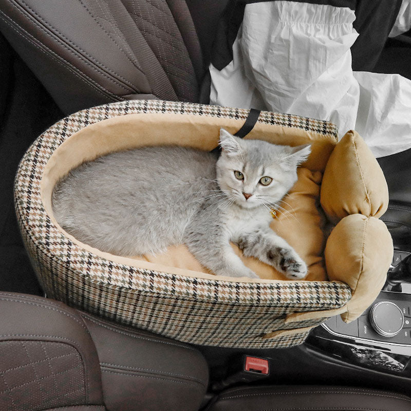 Houndstooth Lookout Console Bow Tie Pet Car Seat