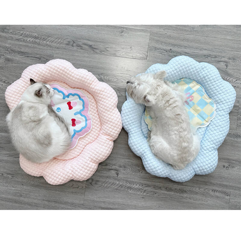 Ice Cream Cloud Cool Feeling Cat Bed with Ice Mat