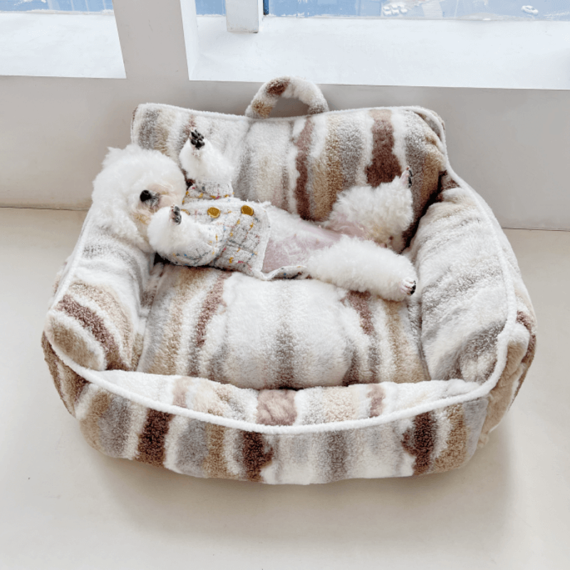 Luxury Lambswool Zebra Print Dog & Cat Sofa Bed