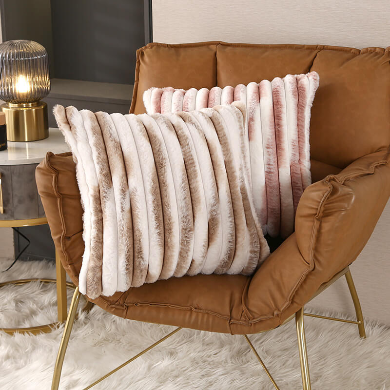 Soft Plush Color-block Throw Pillow