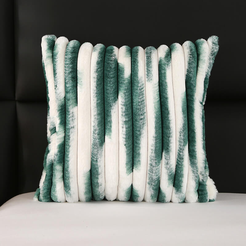 Soft Plush Color-block Throw Pillow