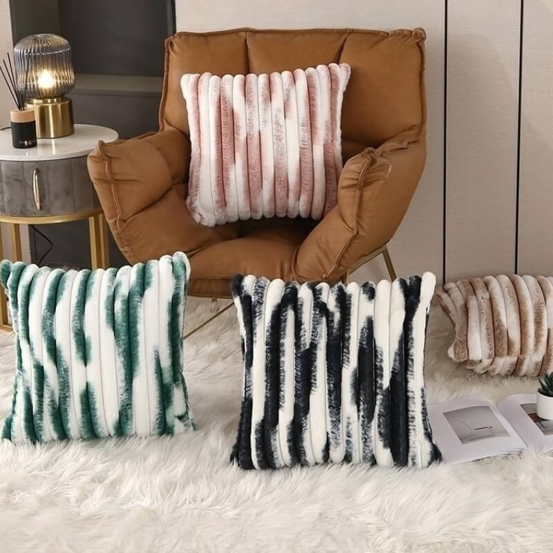 Soft Plush Color-block Throw Pillow