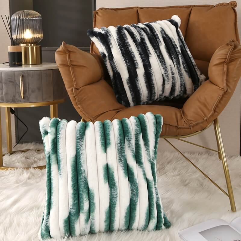 Soft Plush Color-block Throw Pillow