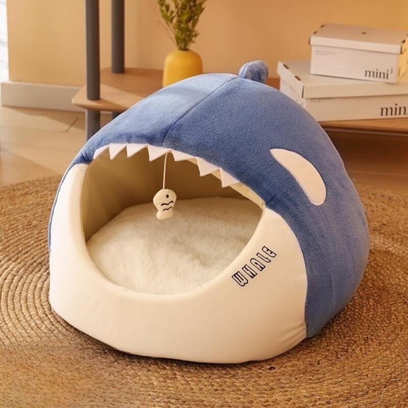 Plush Whale Semi Enclosed Cat Cave Puppy House