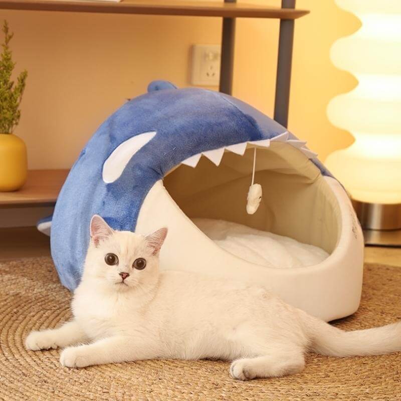 Plush Whale Semi Enclosed Cat Cave Puppy House