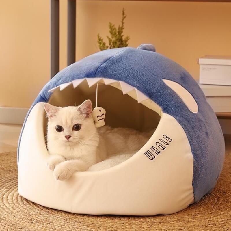 Plush Whale Semi Enclosed Cat Cave Puppy House