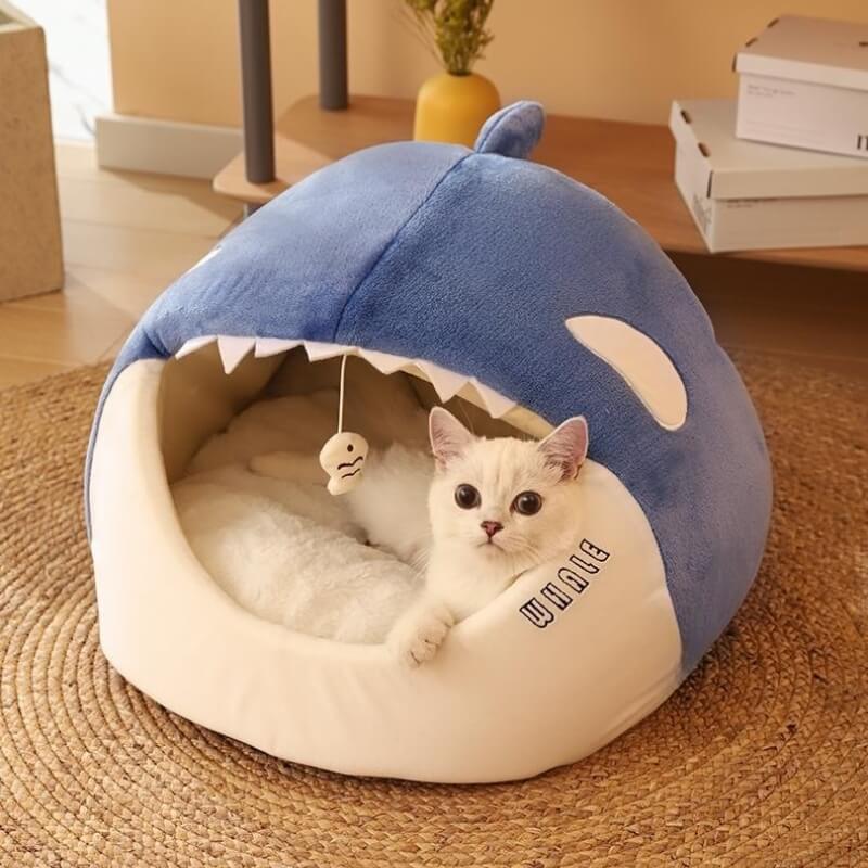 Plush Whale Semi Enclosed Cat Cave Puppy House