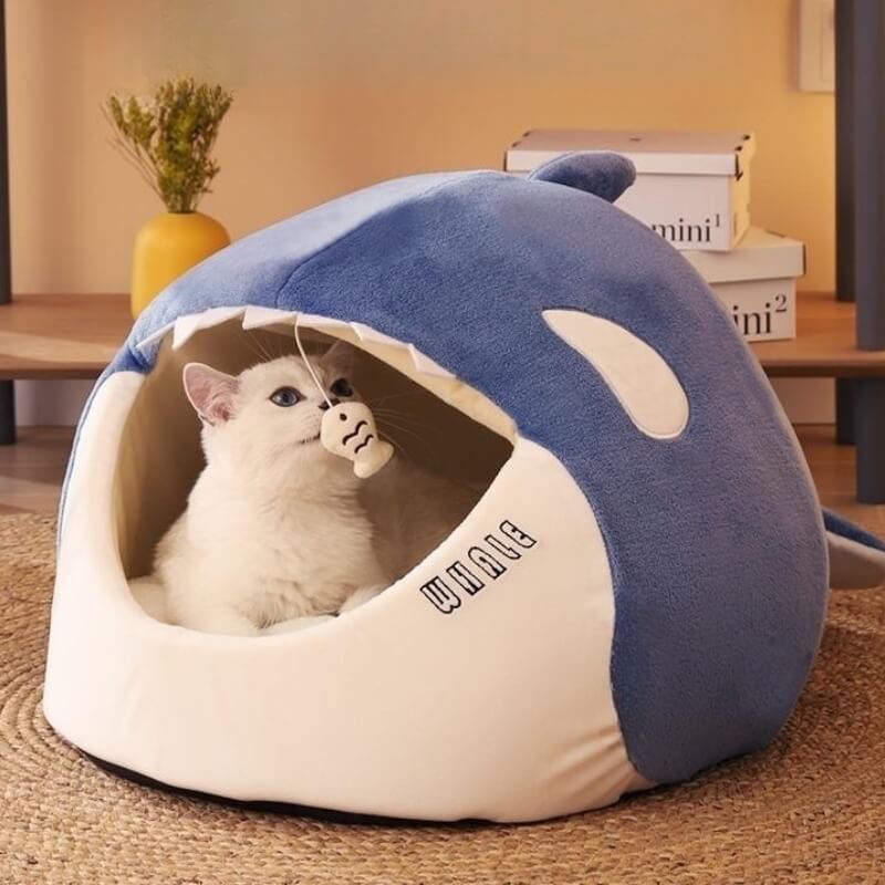 Plush Whale Semi Enclosed Cat Cave Puppy House