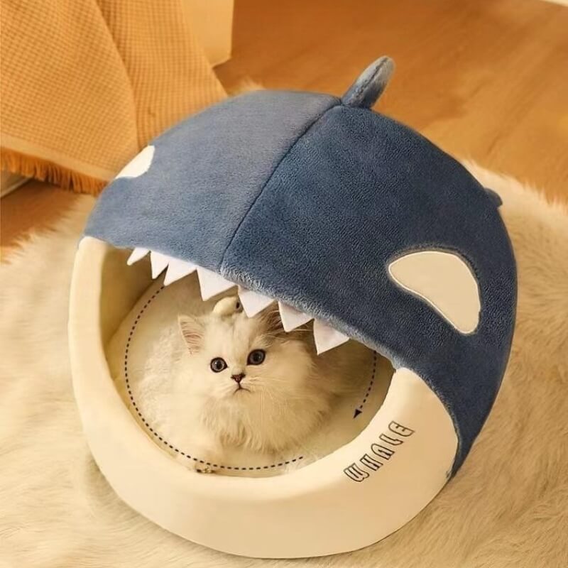 Plush Whale Semi Enclosed Cat Cave Puppy House