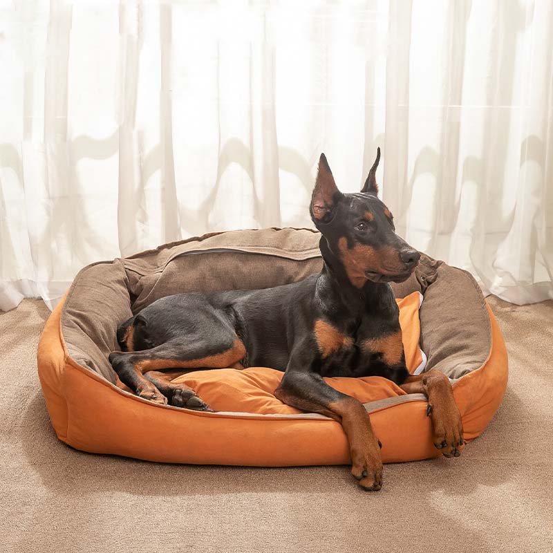 Semsket skinn Soft Large Dog Bed Deep Sleep Pet Bed