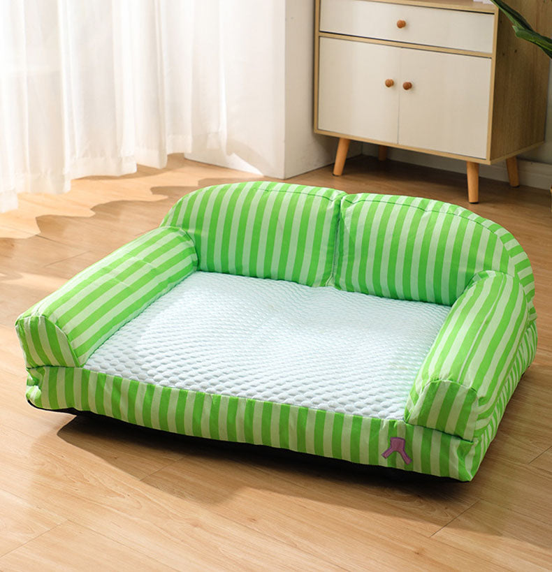 Stripe Pet Cooling Bed Dog Sofa Bed