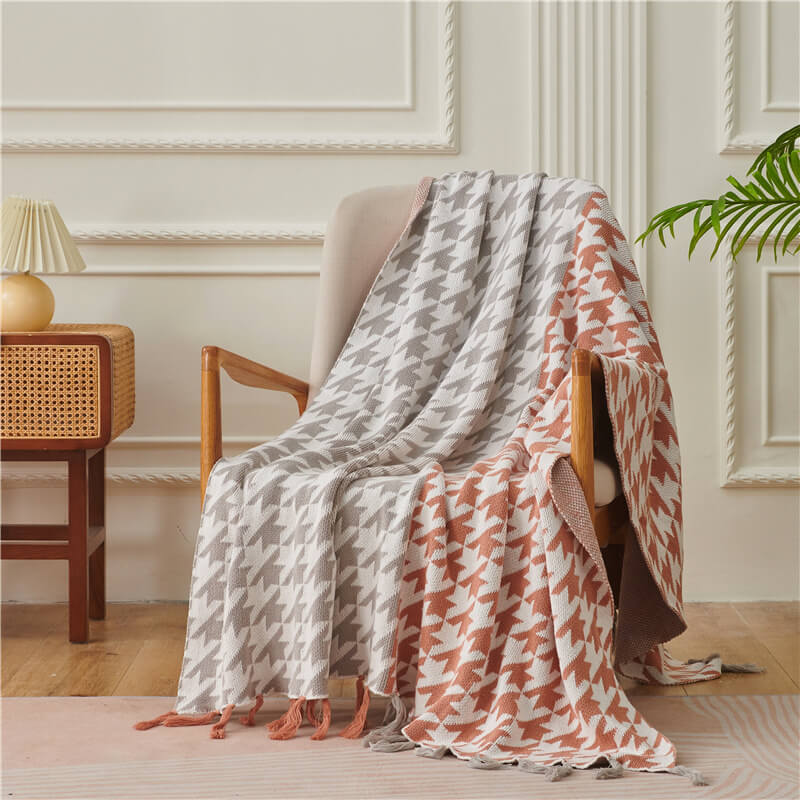 Tassel Knitted Throw Blanket Sofa Blanket