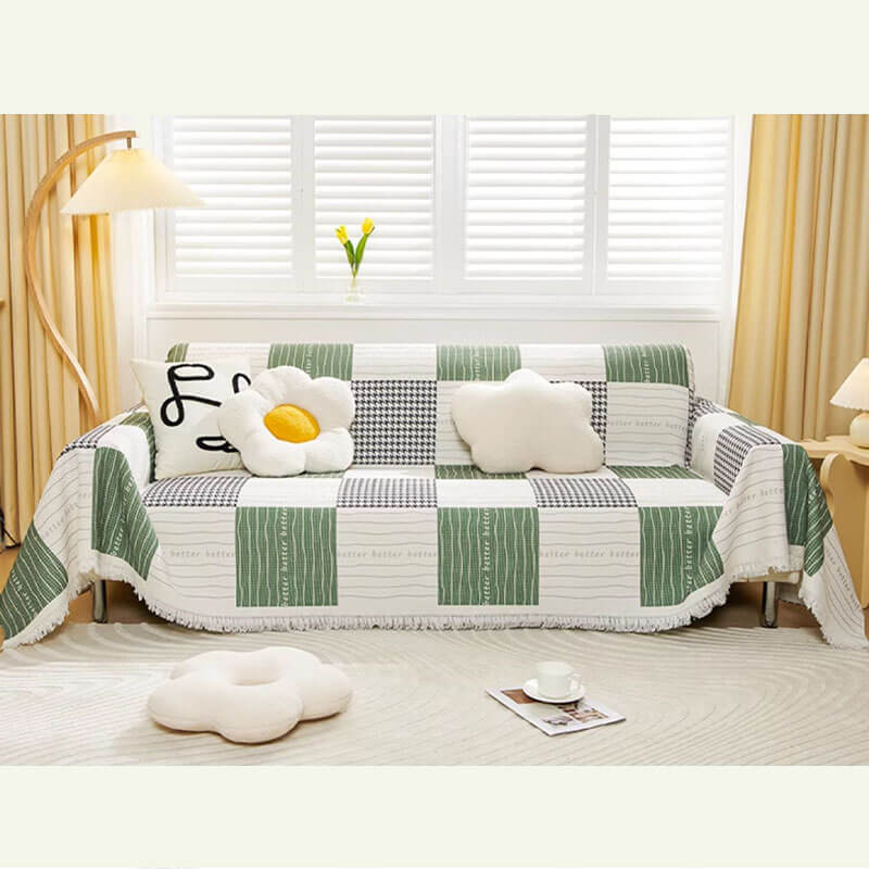 Waffle Cotton Blanket Furniture Protector Couch Cover