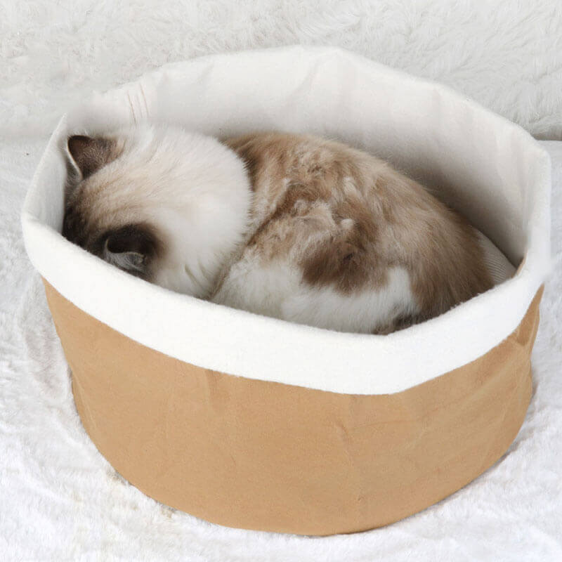 Washable Kraft Paper Cat Basket Bed