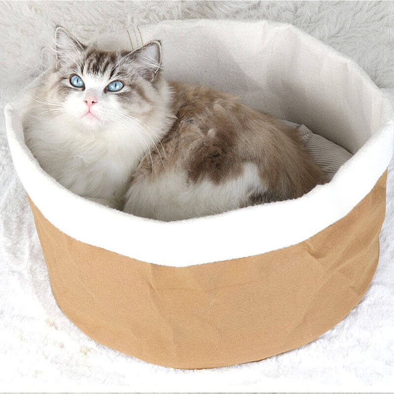 Washable Kraft Paper Cat Basket Bed