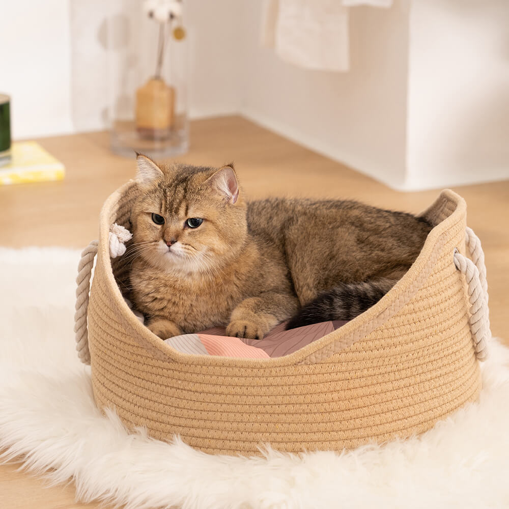 Straw Durable Handmade Cradle Pet Cat Bed