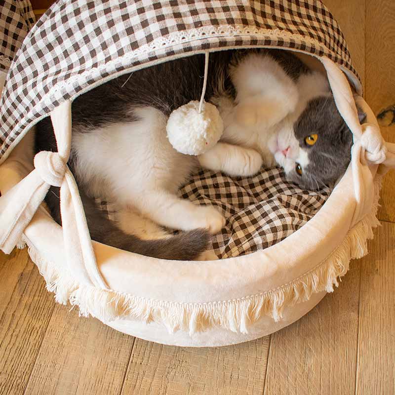 Adorable Cradle Semi-Closed Cat Bed