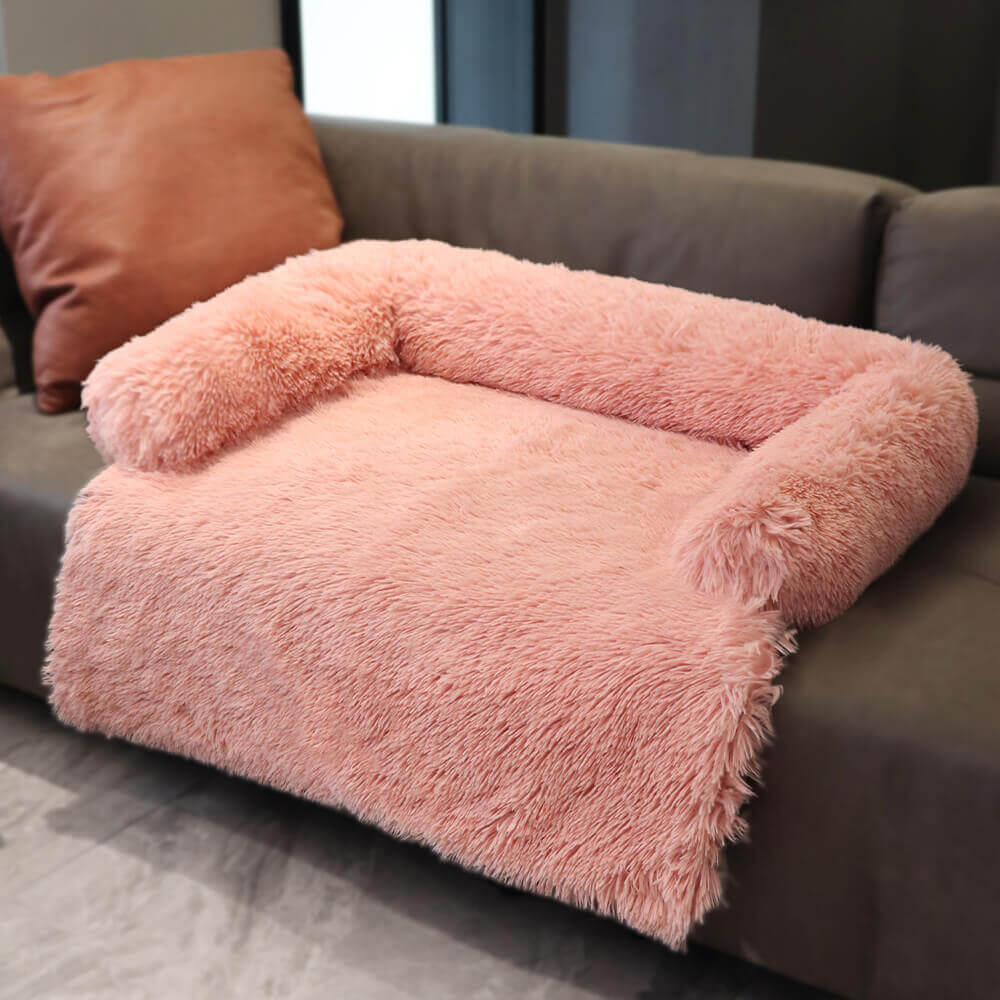 Calming Furniture Protector Dog Bed - Fuzzy Back Support