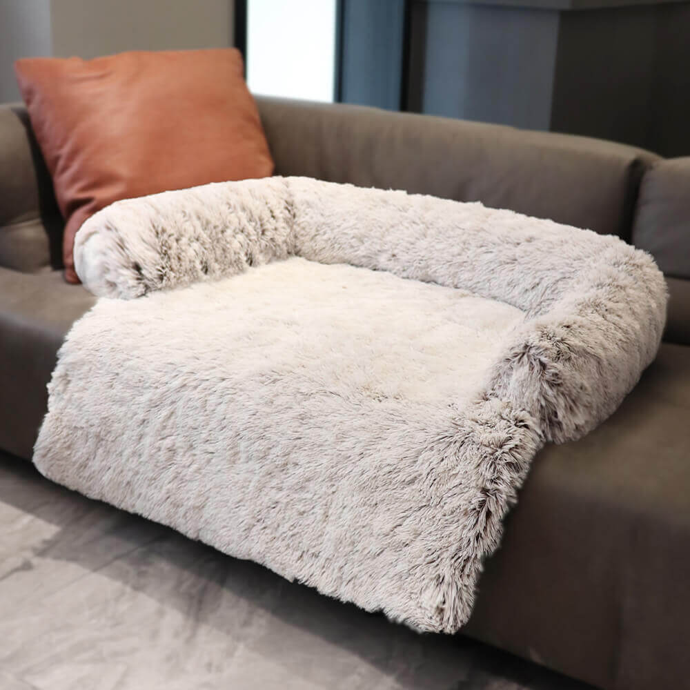 Calming Furniture Protector Dog Bed - Fuzzy Back Support