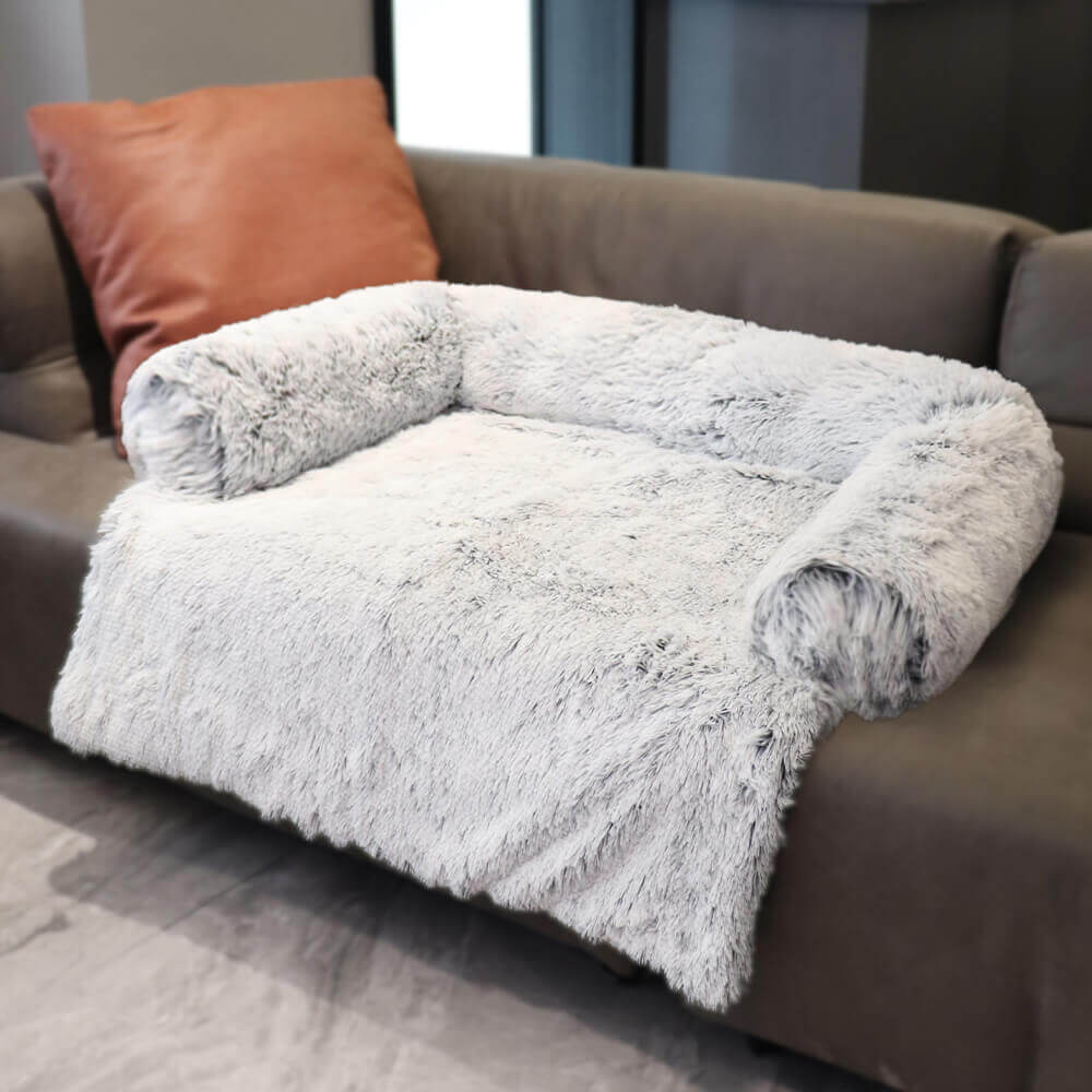 Calming Furniture Protector Dog Bed - Fuzzy Back Support